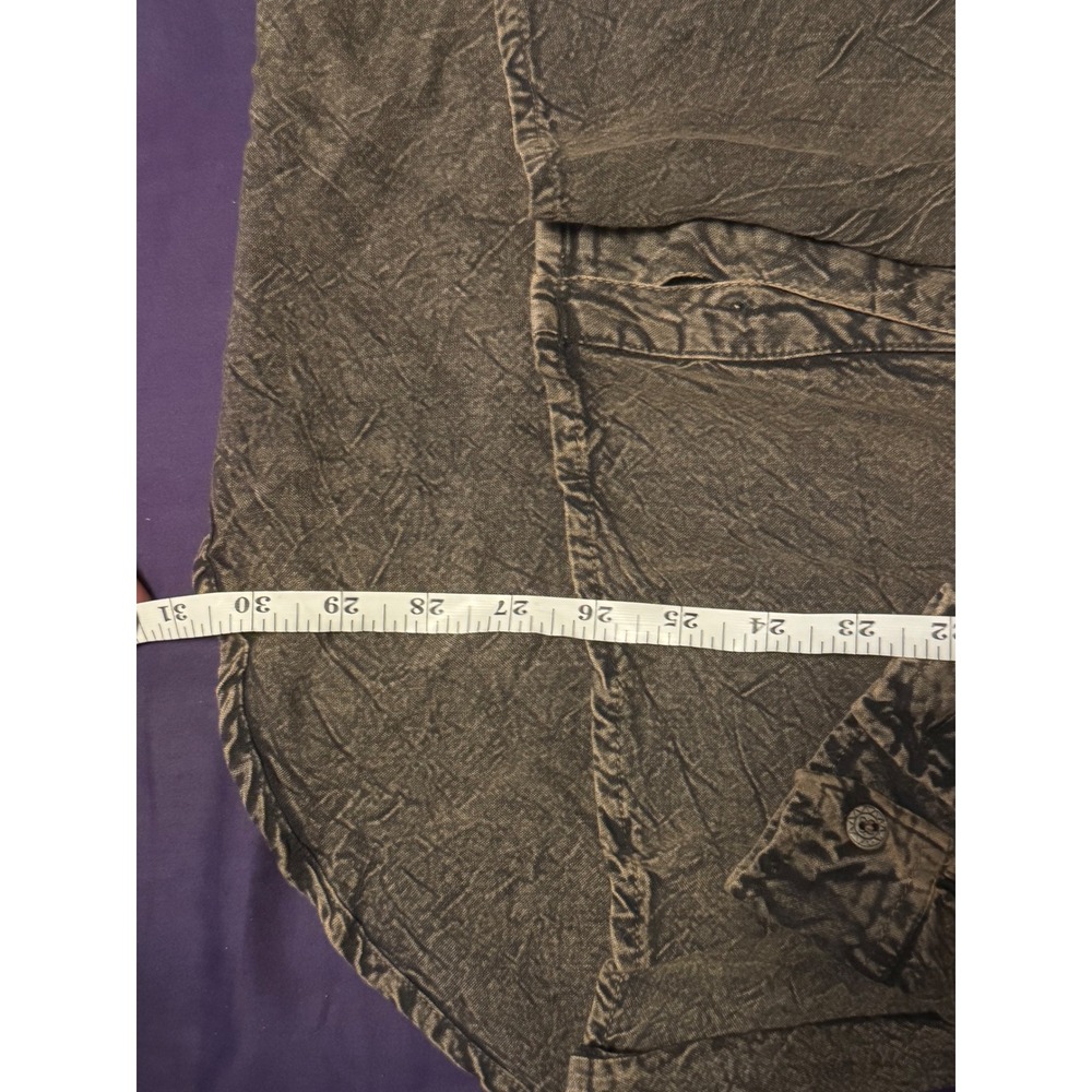 Nostalgia Grey Brown Acid Wash Fringe Western Rayon Button Down Shirt Medium NWT - Picture 4 of 5